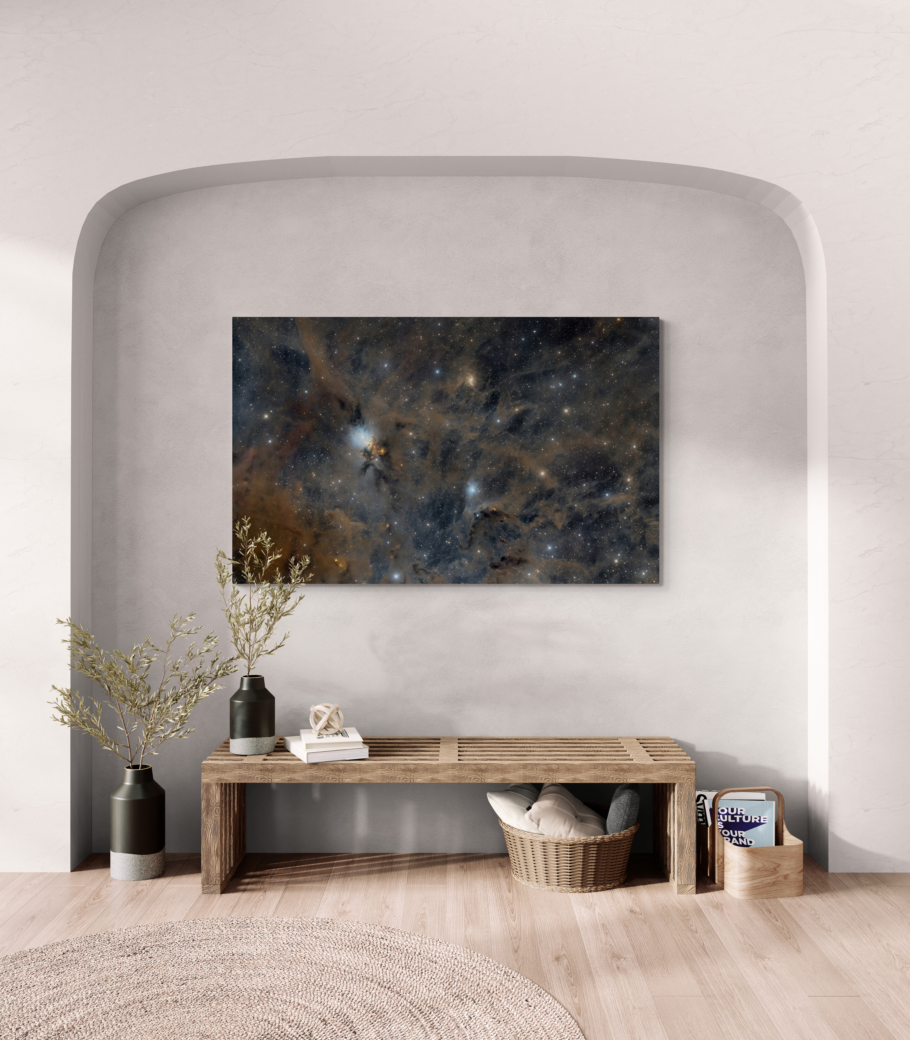 Photo astronomique dans un bureau sombre et moderne